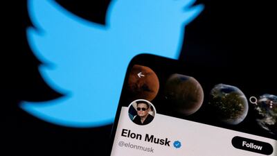 Elon Musk's Twitter account, which has a blue tick. Reuters