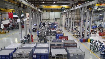Mubadala said it had partnered Rolls Royce to build an advanced maintenance centre at the Nibras Aerospace Park in Al Ain by 2021 that would be able to service 150 of Rolls Royce’s Trent XWB jet engines a year. Ravindranath K / The National