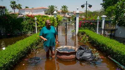 Rubesh Pillai's family home in Dubai's Green Community West was badly flooded during this week's unprecedented rainfall. Antonie Robertson / The National