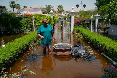 Rubesh Pillai at his home in Green Community West in April 2024, following unprecedented floods. Antonie Robertson / The National