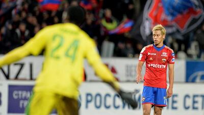 Keisuke Honda, right, of CSKA Moscow is one of a dwindling number of players who are a consistent threat to score from direct free kicks. Getty Images
