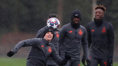 Chelsea's Mason Mount during training. Reuters