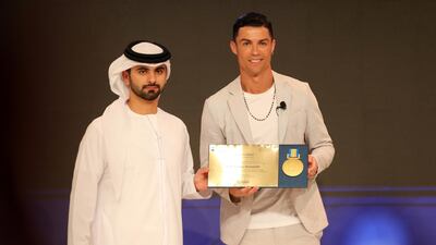Ronaldo was presented with an award by Sheikh Mansoor Bin Mohammed during the panel. Reuters