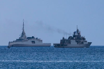 Greek frigates off Cyprus. Getty