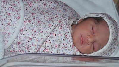 Dana Ali Al Yammahi was the first baby to be born on National Day at Corniche Hospital. Courtesy Corniche Hospital
