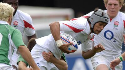 Richard Haughton is shown in 2006 with the England Saxons, running against Ireland during their Barclays Churchill Cup in Edmonton, Alberta, Canada. Jimmy Jeong / Getty Images file