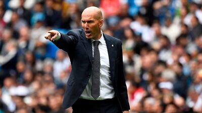 Real Madrid manager Zinedine Zidane shouts instructions. Reuters
