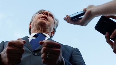 US Secretary of State Antony Blinken at Ben Gurion Airport, Israel, in March. Reuters