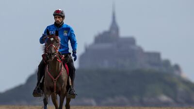 Sheikh Hamdan bin Mohammed on Yamamah in Normandy, western France. Ian Kangsdon / EPA