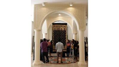 This Kashmiri shawl by Aisha Khalid was among featured works by more than 120 artists at the Sharjah Biennial. Jeffrey E Biteng / The National