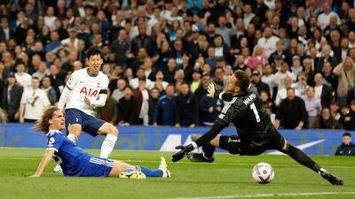 Son Heung-min scores Tottenham's sixth goal. Action Images