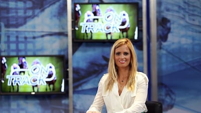 Broadcaster Laura King, a fixture on the Dubai Racing Channel for the past 10 years. Satish Kumar / The National