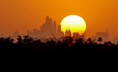 The Dubai skyline in the evening sun. EPA