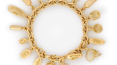 Damien Hirst's Pill Bracelet from 2013 is predicted to fetch £8,000-£12,000. Courtesy Sotheby's