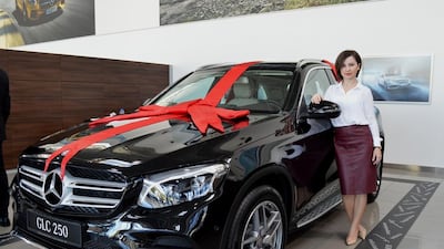 Abu Dhabi HSBC Golf Championship winner of the all-new 2016 Mercedes-Benz GLC 250 from Emirates Motor Company, Elena Karnaukhova. Courtesy Abu Dhabi HSBC Golf Championship