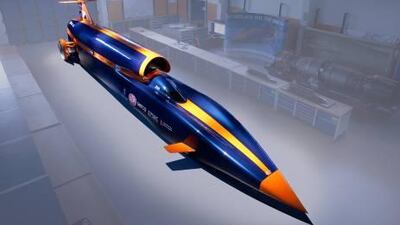An artist's impression of the supersonic Bloodhound car, due in Abu Dhabi next month.