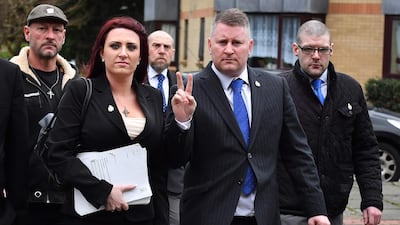 Britain First leader Paul Golding, right, and deputy leader Jayda Fransen were sued for libel and breach of the Data Protection Act. AFP