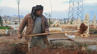Abdul Mohsen Latif is a gravedigger in one of Idlib’s cemeteries.