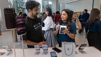 The launch of the iPhone 18 at the Dubai Mall Apple Store. Antonie Robertson/The National