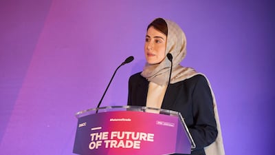 Feryal Ahmadi speaks at the launch of the DMCC's Future of Trade 2022 report in London. Photo: DMCC