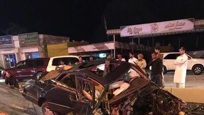 A person died and three passengers are injured in a car accident in Ras Al Khaimah on Friday. Courtesy RAK Police