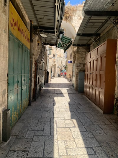 Shuttered stores in Jerusalem’s Old City, where many small businesses have closed. Hamza Hendawi / The National