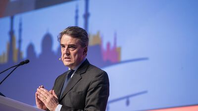 Alexandre de Juniac, IATA director-general, says trade tensions weight on global air freight outlook in 2019. Mona Al Marzooqi/ The National