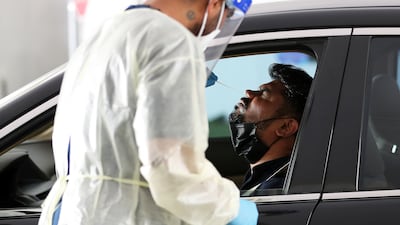 Covid-19 testing centres are being closed and centralised as infections fall. Pawan Singh / The National