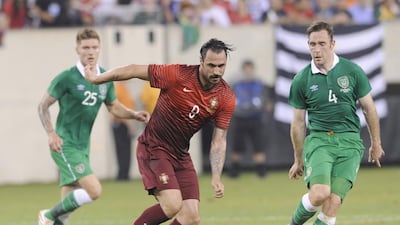 Hugo Almeida controls the ball against Ireland during an international friendly in June. Bill Kostroun / AP / June 10, 2014