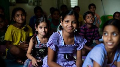 Children at Harmony House, a shelter in Gurgaon, India founded by an expatriate couple living in Dubai. Simon De Trey-White for The National
