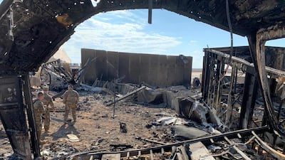 Damage at Ain Al Asad military airbase housing US and other foreign troops in the western Iraqi province of Anbar. AFP