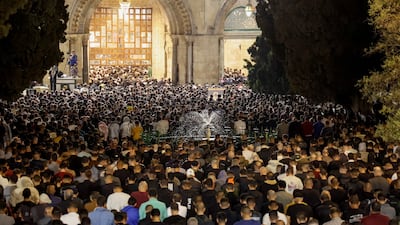 Palestinian worshippers at Al Aqsa. Reuters