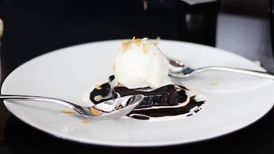 Warm chocolate brownie with vanilla bean ice cream and chocolate sauce. Courtesy Jones The Grocer