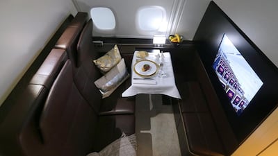 The luxury offering by Etihad will be available on New York-Abu Dhabi flights from December when it introduces an Airbus A380 on the route. Delores Johnson / The National