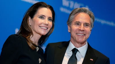 US Secretary of State Antony Blinken and his wife, White House Cabinet Secretary Evan Ryan, arrive for the White House Correspondents’ Association gala in Washington. AFP