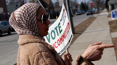 A Democratic voter uncommitted to President Joe Biden in Dearborn, Michigan. Getty Images via AFP
