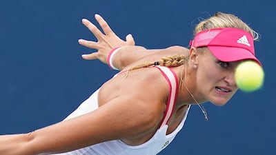 Kristina Mladenovic returns a shot to Varvara Gracheva. AP