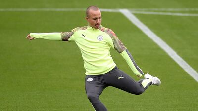 Manchester City's Angelino during training. Reuters
