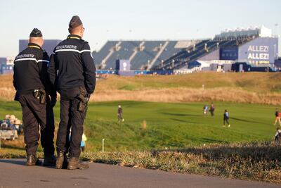 The National Gendarmerie police look on at Le Golf National just outside of Paris, France. Reuters
