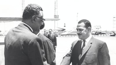 Gamal Abdel Nasser, left, and his secretary Sami Sharaf. Photo: Wikimedia Commons