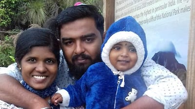 Chinchu Joseph with family in Kerala, India.