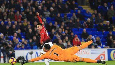 Jesse Lingard, slots home Manchester United's fifth goal. AP Photo