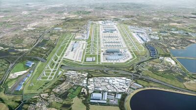 An artist's impression shows what Heathrow Airport would look like after the addition of a third runway. AFP