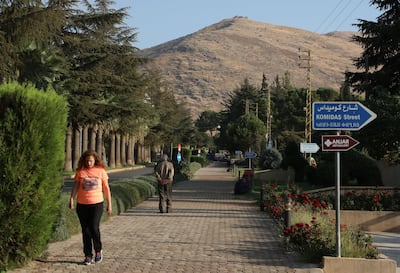 People walk along a street in Lebanon's largely Armenian town of Anjar, Lebanon October 21, 2020. Reuters