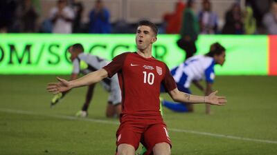 Christian Pulisic of the United States celebrates after scoring a goal against Honduras during their 2018 World Cup qualifier at Avaya Stadium on March 24, 2017 in San Jose, California. Ezra Shaw / Getty Images