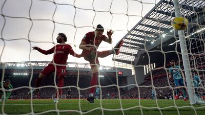 Darwin Nunez celebrates scoring Liverpool's third goal. PA