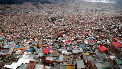The capital city of La Paz is seen from El Alto, Bolivia. Bolivia will hold general elections on October 20. AP