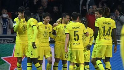 Chelsea's Cesar Azpilicueta celebrates after scoring the second goal in the 2-1 win at Lille. AFP