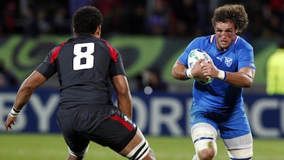 Namibia captain Jacques Burger shown during a 2011 World Cup pool match against Wales. Nigel Marple / Reuters / September 26, 2011