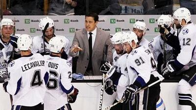 Guy Boucher, centre, turned out to be just what the Tampa Bay Lightning needed as head coach.